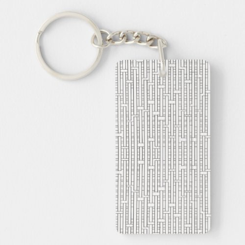 Industrial Grid_Black And White Modern Minimalist Keychain