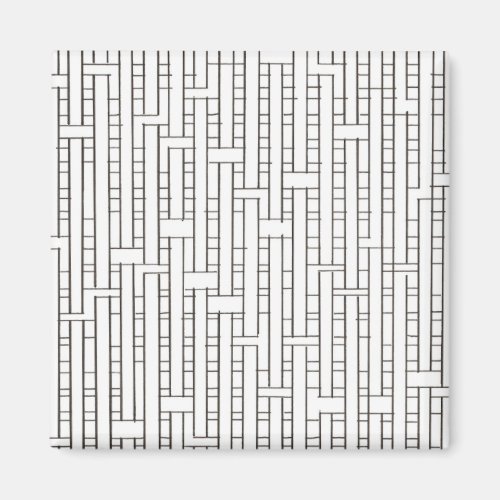 Industrial Grid-Black And White Modern Minimalist Magnet