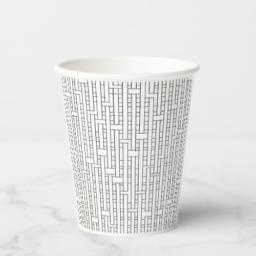 Industrial Grid_Black and White Modern Minimalist Paper Cups