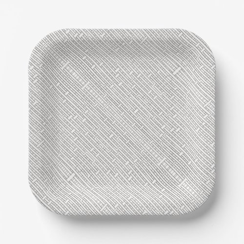 Industrial Grid_Black and White Modern Minimalist Paper Plates