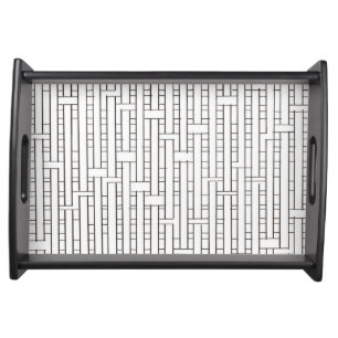 Industrial Grid-Black and White Modern Minimalist Serving Tray