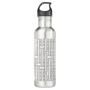 Industrial Grid-Black and White Modern Minimalist Stainless Steel Water Bottle