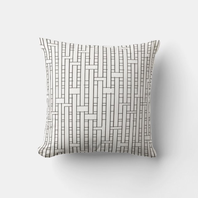 Industrial Grid-Black and White Modern Minimalist Throw Pillow (Front)