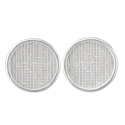 Industrial Grid_Modern Bauhaus Geometric Pattern Cufflinks