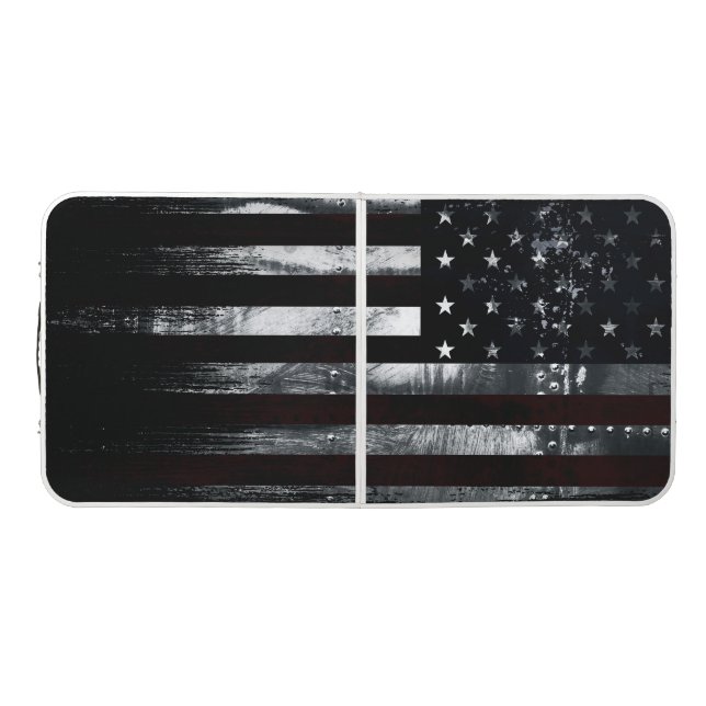 Industrial Grunge American Flag Beer Pong Table (Top)