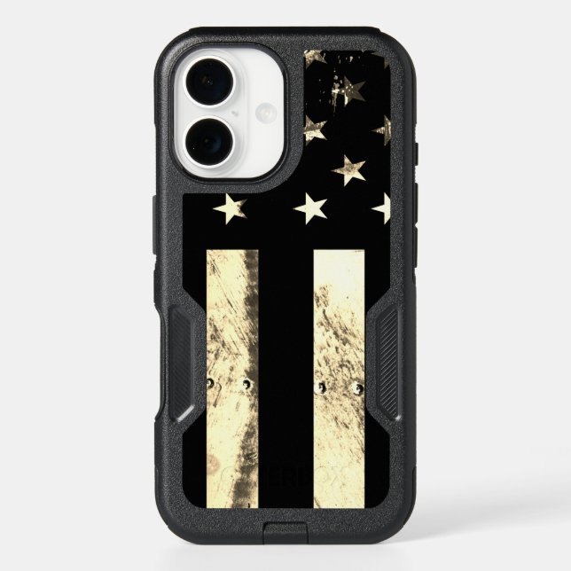 Industrial Grunge American Flag Desert Sepia Otterbox iPhone Case (Back)