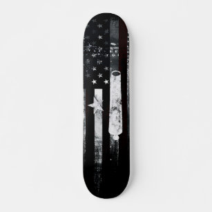 Industrial Grunge American Flag Star and Cannon Skateboard