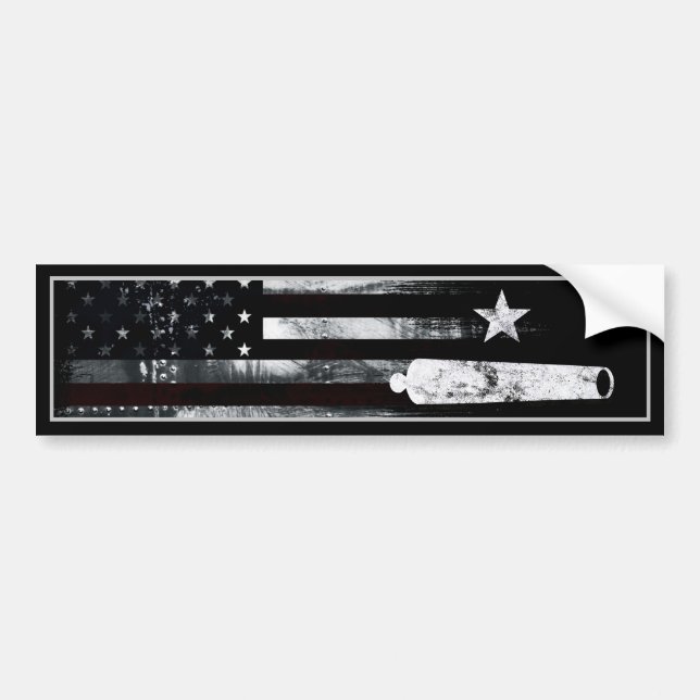 Industrial Grunge American Flag Star Cannon Bumper Sticker (Front)