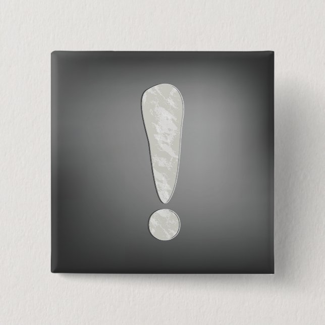 Industrial Grunge Exclamation Mark Symbol Button (Front)