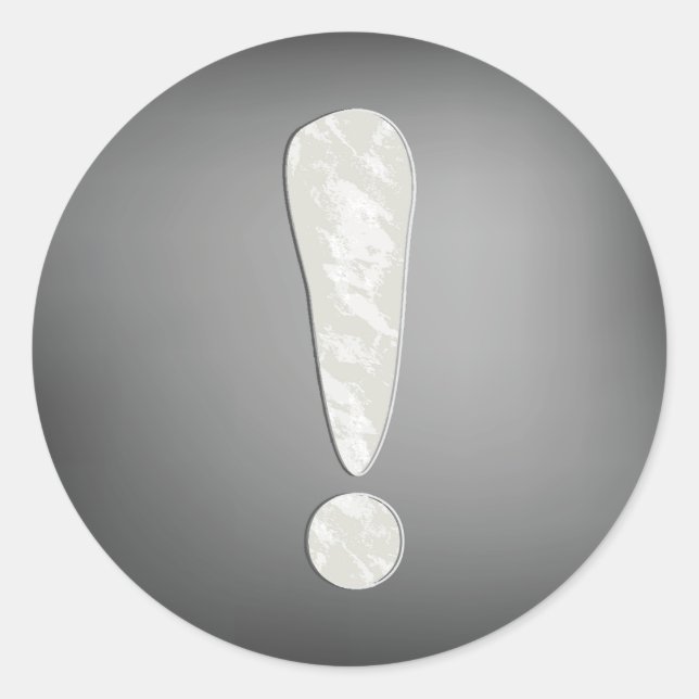 Industrial Grunge Exclamation Mark Symbol Classic Round Sticker (Front)