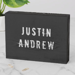 Industrial Grunge Personalized Wooden Box Sign
