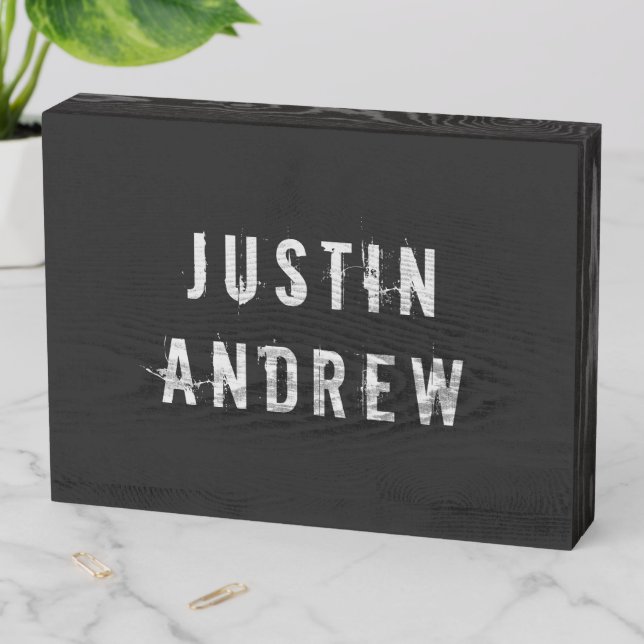 Industrial Grunge Personalized Wooden Box Sign (In Situ Horizontal)