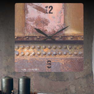 Industrial grunge rusted pattern square wall clock