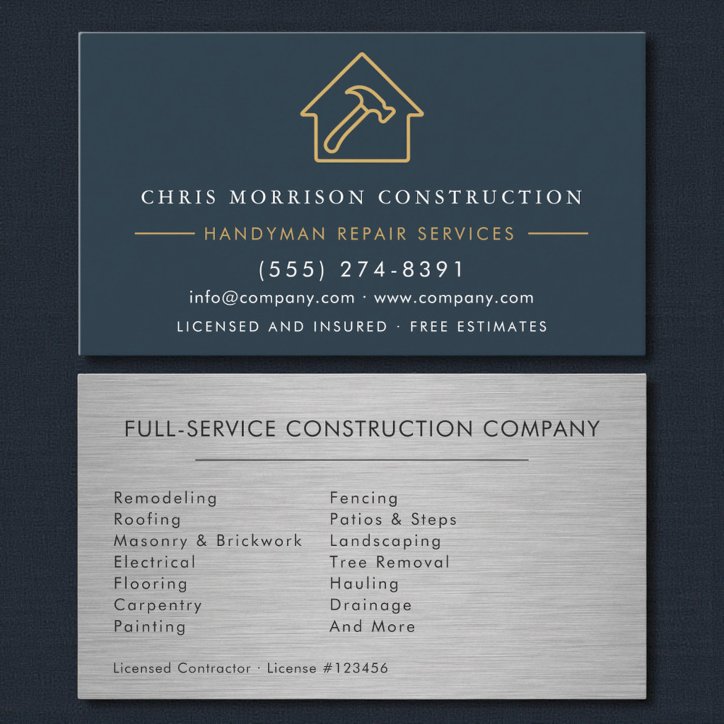 Industrial Handyman Construction Business Card
