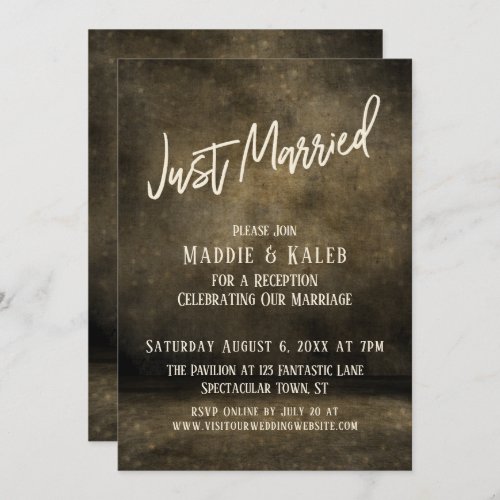 Industrial Just Married Lights Casual Typography Invitation