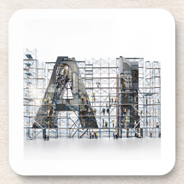 Industrial Letterform Architecture Art Beverage Coaster (Front)