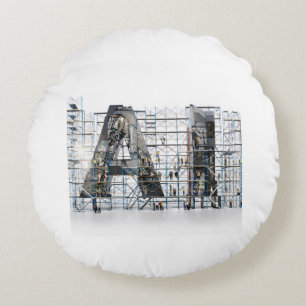 Industrial Letterform Architecture Art Round Pillow