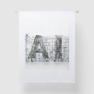 Industrial Letterform Architecture Art Sheer Curtains