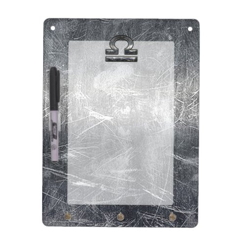 Industrial Libra Zodiac Sign in Silver Steel Dry Erase Board