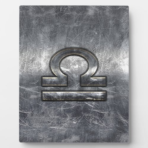 Industrial Libra Zodiac Sign in Silver Steel Plaque