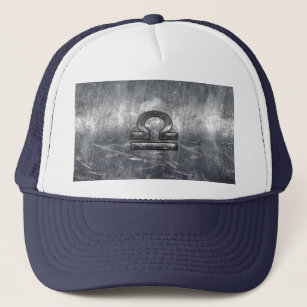 Industrial Libra Zodiac Sign in Silver Steel Trucker Hat
