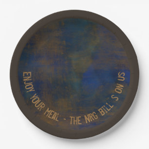 Industrial loft style blue brown custom paper plates