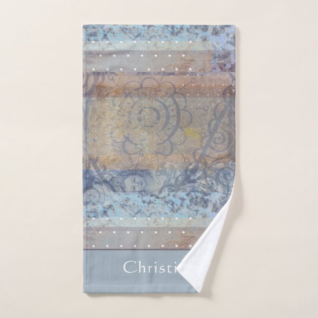 Industrial loft style brown blue aesthetic custom  hand towel  (Hand Towel)