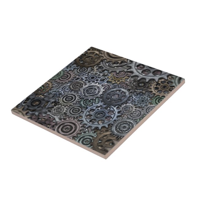Industrial Metal Gear Design Ceramic Tile (Side)