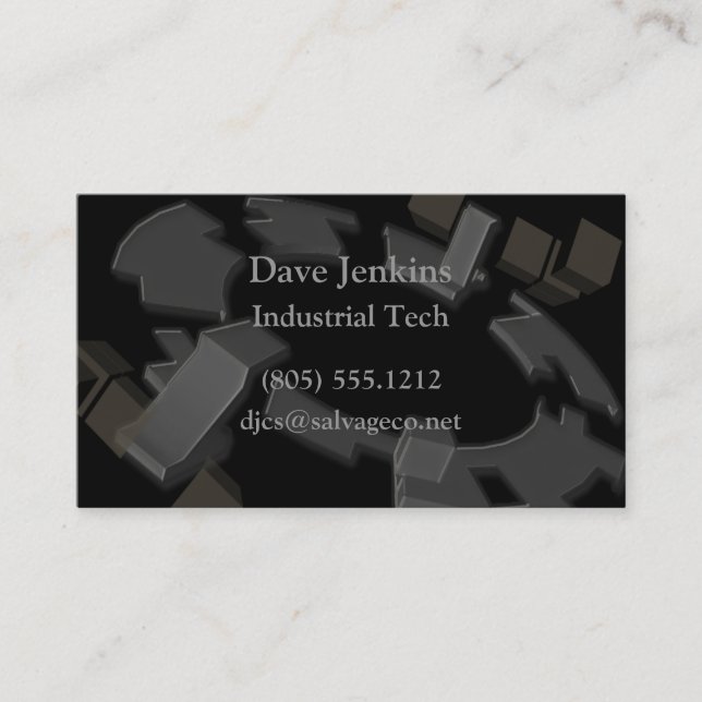 Industrial Metal Gears & Blocks Business Card (Front)
