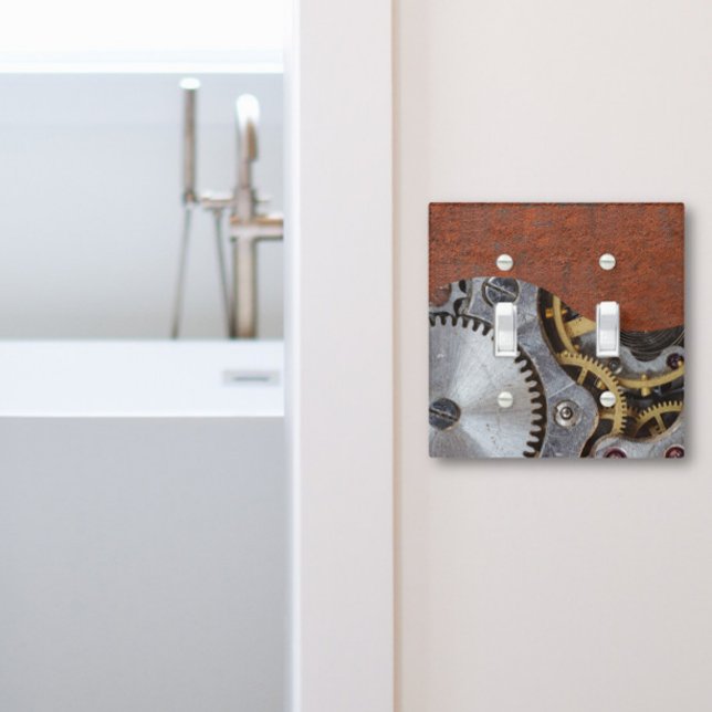 Industrial Metal Rusty Gears Steampunk Light Switch Cover (Creator Uploaded)
