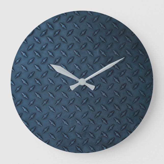 industrial metal sheet texture pattern diamond tra large clock (Front)
