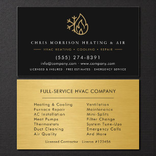 Industrial Metallic HVAC Technician Business Card