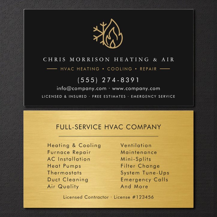 Industrial Metallic Hvac Technician Business Card