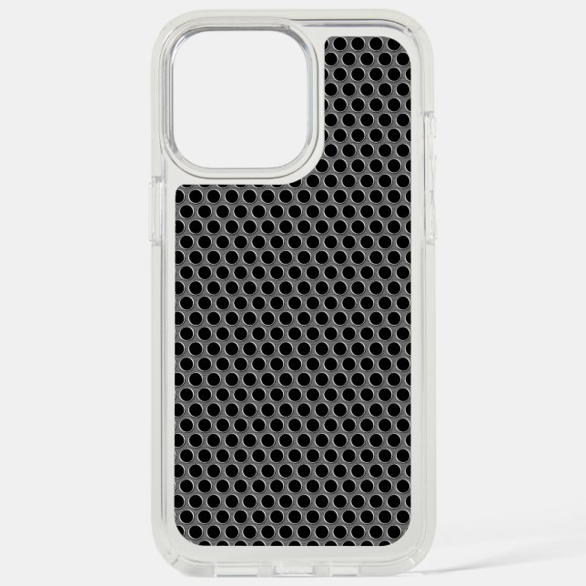 Industrial Metallic Silver Grille Polka Dots Print Speck iPhone Case (Front)
