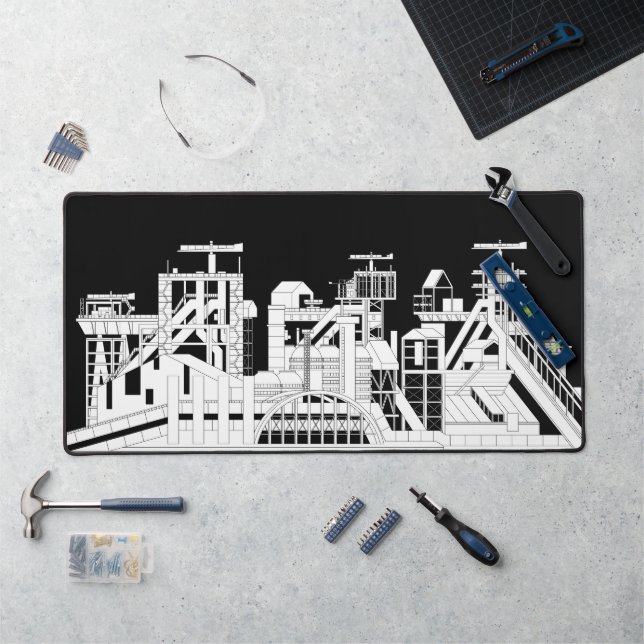 Industrial Metallurgical Combine Silhouette Desk Mat (Workstation)