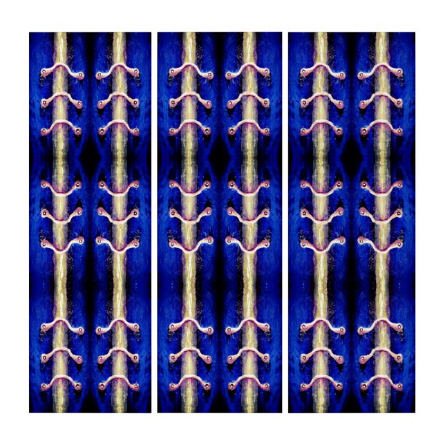 Industrial Minimal Royal Blue Abstract Design Triptych (Front)