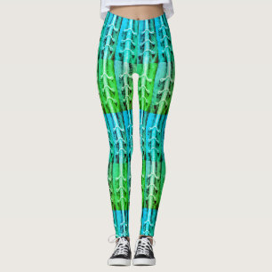 Industrial Minimalism Colors Abstract Green Leaf Leggings