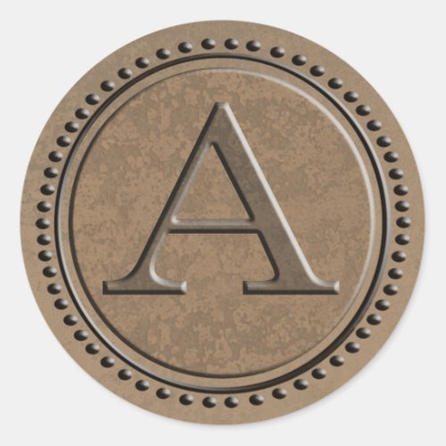 Industrial Monogram Letter A Classic Round Sticker