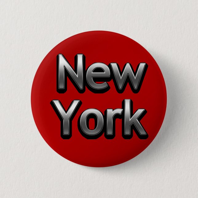 Industrial New York - On Red Pinback Button (Front)