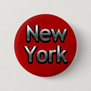 Industrial New York - On Red Pinback Button