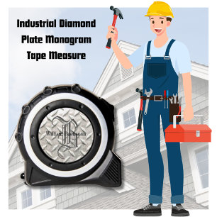 Industrial Nickel Steel Diamond Plate Monogram Tape Measure