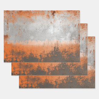 Industrial Orange and Silver Metallic Wrapping Paper Sheets