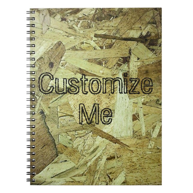 Industrial OSB Wood Grain DIY Name Monogram Notebook (Front)