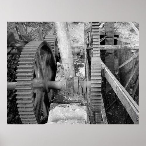 Industrial Photo _ Grist Mill Transmission Gear Poster