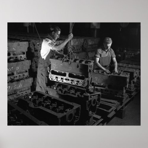 Industrial Photo _ Military Engine Blocks WW2 Poster