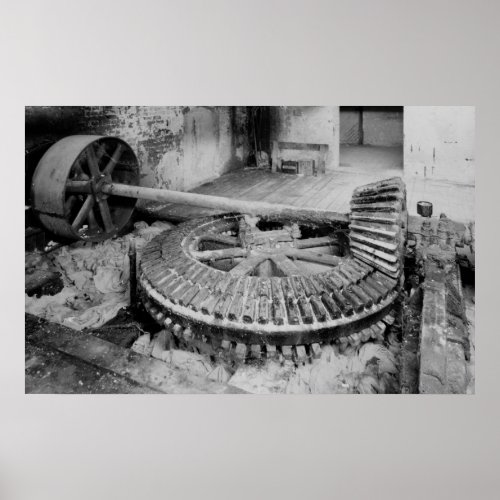 Industrial Photo _ Paper Mill Wooden Gears Poster