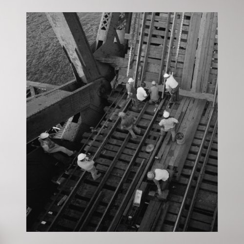 Industrial Photo _ Railroad Bridge Workers Poster