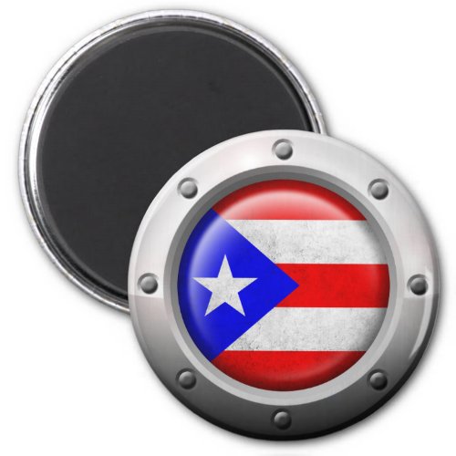 Industrial Puerto Rican Flag Steel Graphic Magnet