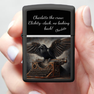 Industrial Raven with Typewriter and Brass Gears Zippo Lighter