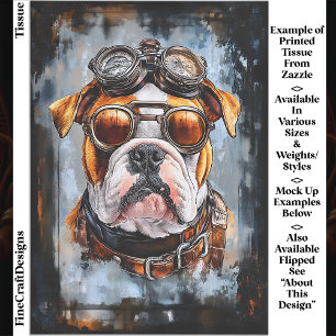 Industrial Retro Steampunk Bulldog EF2R Decoupage Tissue Paper